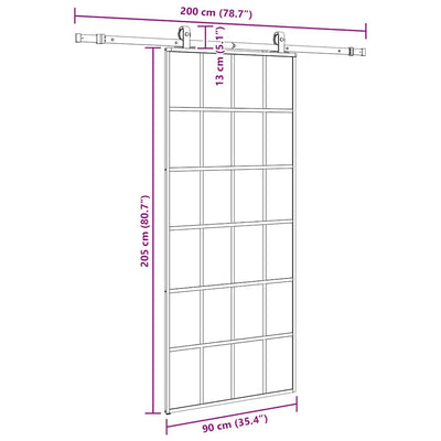 Musta liukuovi asennustarvikkeilla Giula 90x205cm (esg lasi)