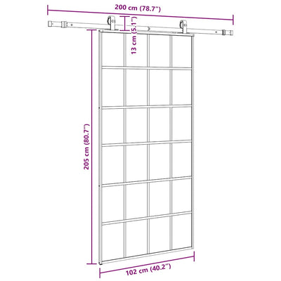 Musta liukuovi laitteistosarjalla Giula 102x205cm (esg lasi)