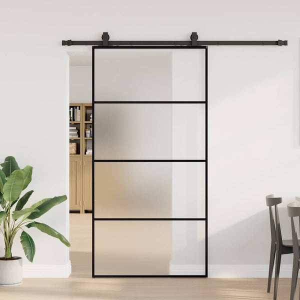 Liukuovi rautaosilla musta 102,5x205 cm ESG-lasi