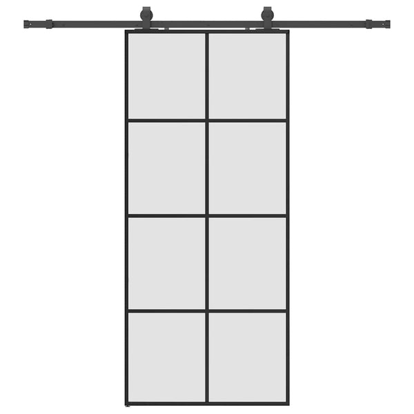 Liukuovi asennustarvikkeilla musta 90x205 cm ESG lasi