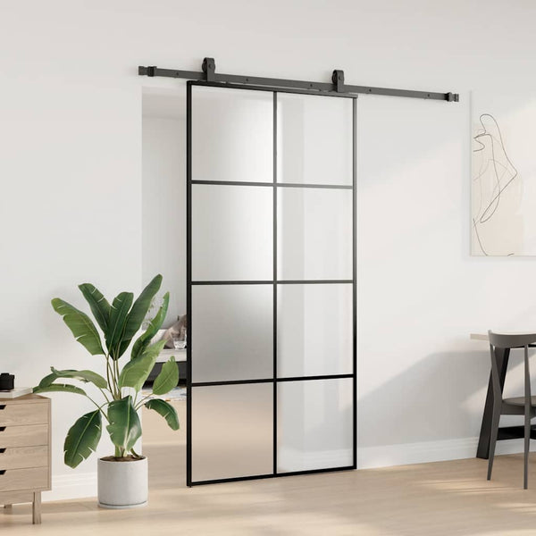 Liukuovi rautaosilla musta 102,5x205 cm ESG-lasi