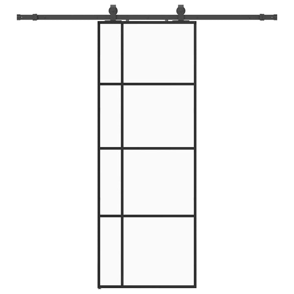 Liukuovi asennustarvikkeilla musta 76x205 cm ESG lasi