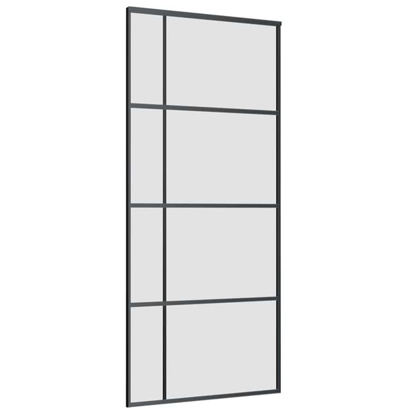 Liukuovi asennustarvikkeilla musta 90x205 cm ESG lasi