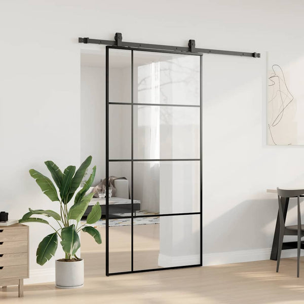 Liukuovi rautaosilla musta 102,5x205 cm ESG-lasi