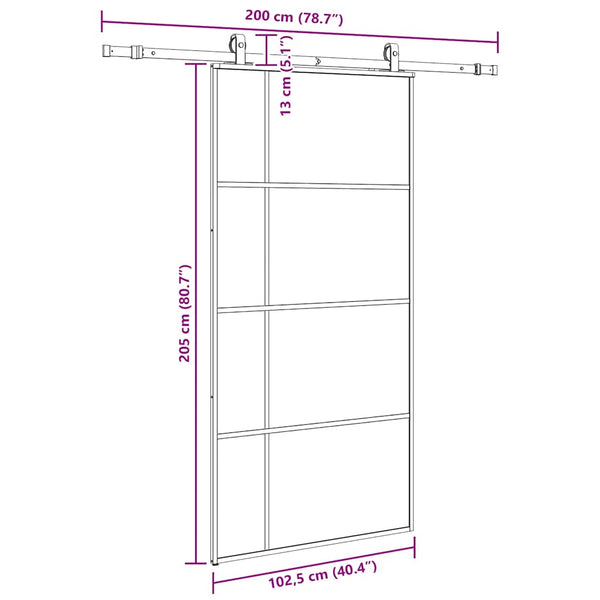Liukuovi rautaosilla musta 102,5x205 cm ESG-lasi