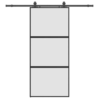 Musta liukuovi laitteistosarjalla Raduslavescu 90x205cm (karkaistu lasi)