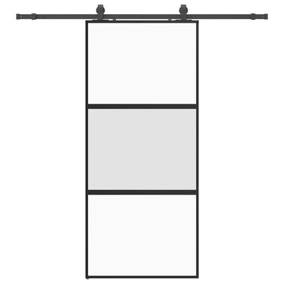 Musta liukuovi laitteistosarjalla Raduslavescu 90x205cm (karkaistu lasi)
