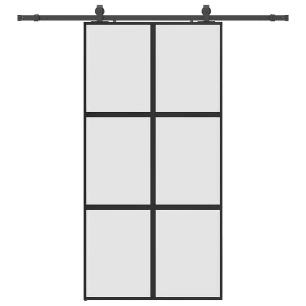liukuovi laitteistosarjalla musta 102,5x205 cm karkaistu lasi