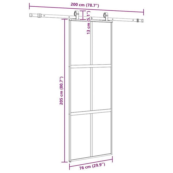 liukuovi laitteistosarjalla musta 76x205 cm karkaistu lasi