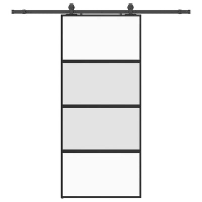 Musta liukuovi laitteistosarjalla Constantine 90x205cm (karkaistu lasi)