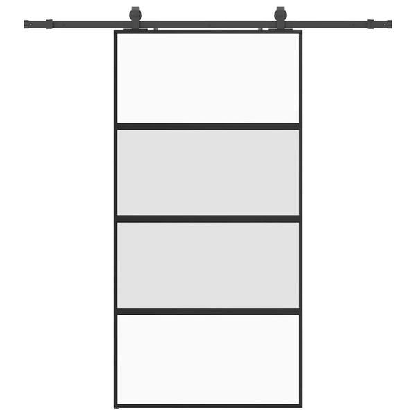 liukuovi laitteistosarjalla musta 102,5x205 cm karkaistu lasi