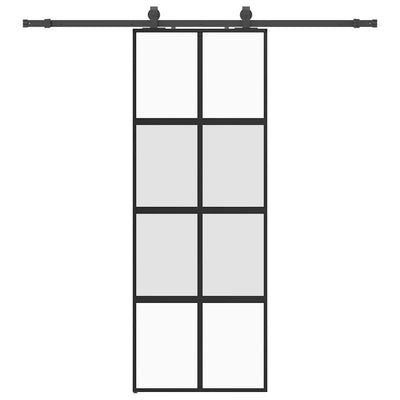 Musta liukuovi laitteistosarjalla Nima 76x205cm (karkaistu lasi)