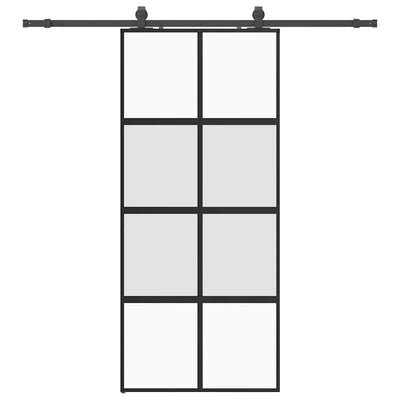 Musta liukuovi laitteistosarjalla Nima 90x205cm (karkaistu lasi)