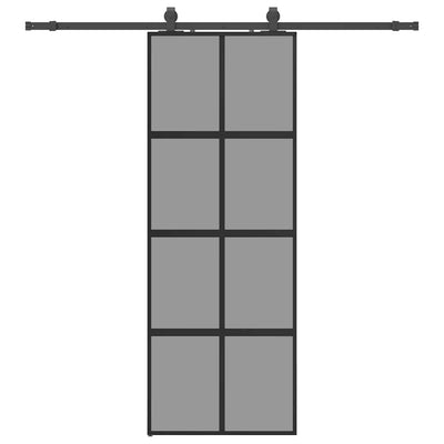 Musta liukuovi laitteistosarjalla Nima 76x205cm (karkaistu lasi)