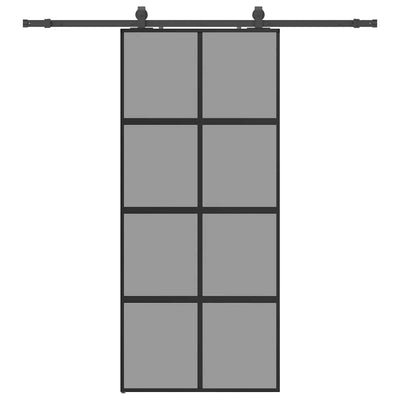 Musta liukuovi laitteistosarjalla Nima 90x205cm (karkaistu lasi)