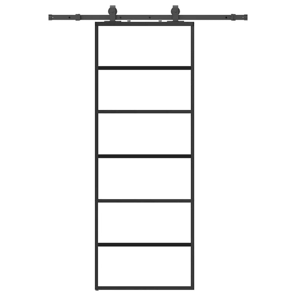 Liukuovi asennustarvikkeilla musta 76x205 cm ESG lasi