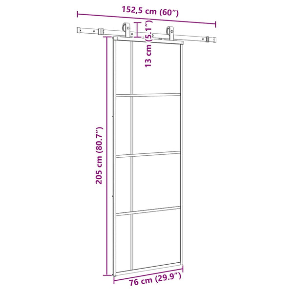 Liukuovi asennustarvikkeilla musta 76x205 cm ESG lasi