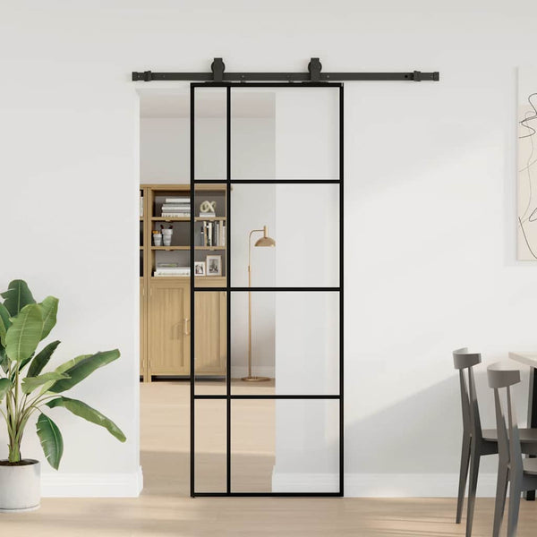 Liukuovi asennustarvikkeilla musta 76x205 cm ESG lasi