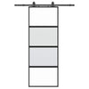 liukuovi laitteistosarjalla musta 76x205 cm karkaistu lasi