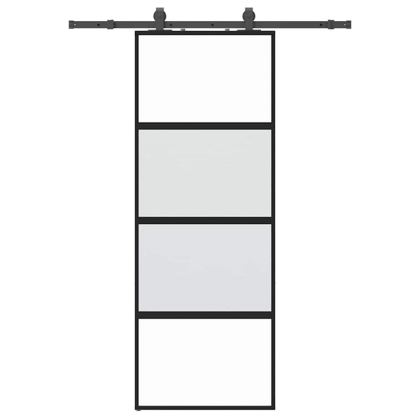 liukuovi laitteistosarjalla musta 76x205 cm karkaistu lasi