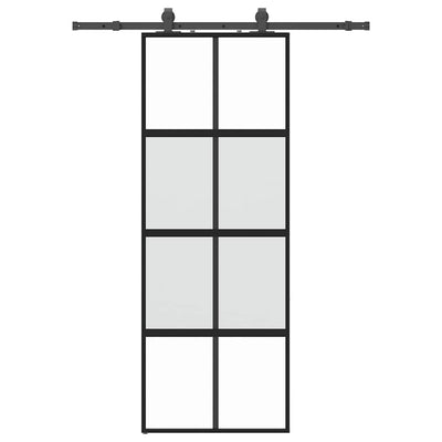 Musta liukuovi laitteistosarjalla Lisseanu 76x205cm (karkaistu lasi)