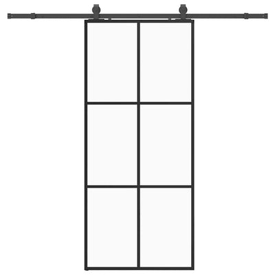 Musta liukuovi asennustarvikkeilla Giula 90x205cm (esg lasi)