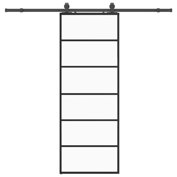 Liukuovi asennustarvikkeilla musta 76x205 cm ESG lasi