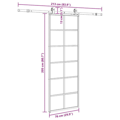 Musta liukuovi asennustarvikkeilla Giula 76x205cm (esg lasi)