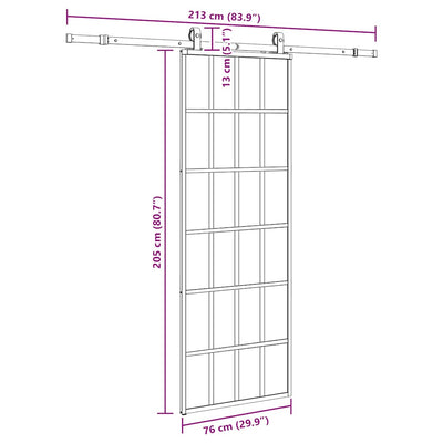 Musta liukuovi asennustarvikkeilla Giula 76x205cm (esg lasi)
