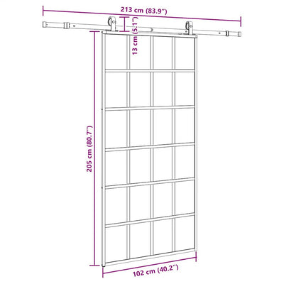 Musta liukuovi laitteistosarjalla Giula 102x205cm (esg lasi)