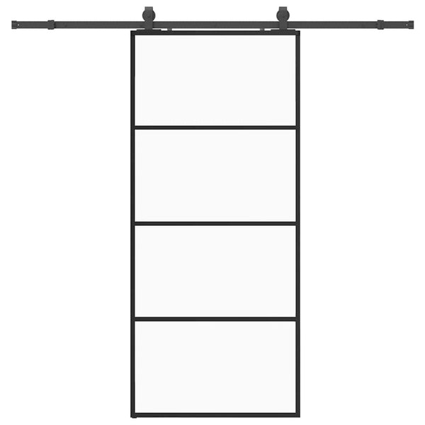 Liukuovi asennustarvikkeilla musta 90x205 cm ESG lasi