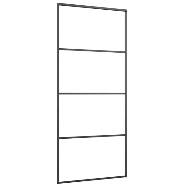 Liukuovi asennustarvikkeilla musta 90x205 cm ESG lasi