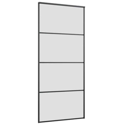 Musta liukuovi asennustarvikkeilla Constantine 90x205cm (esg lasi)