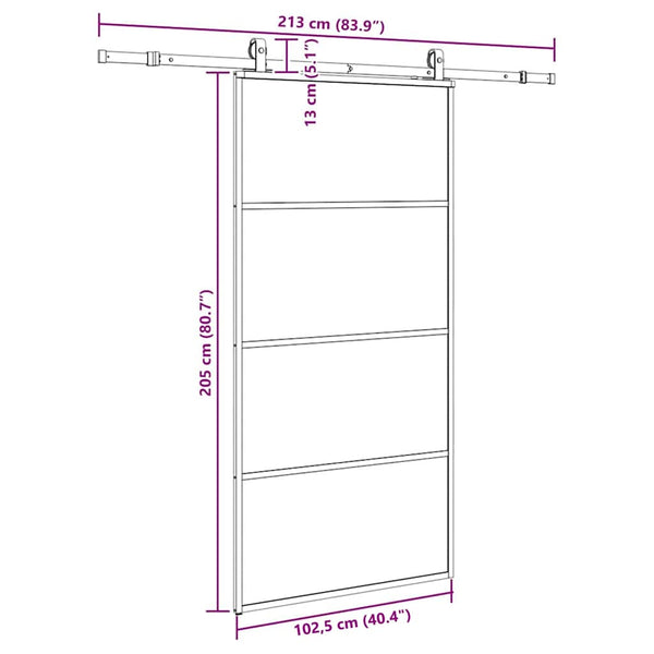 Liukuovi rautaosilla musta 102,5x205 cm ESG-lasi