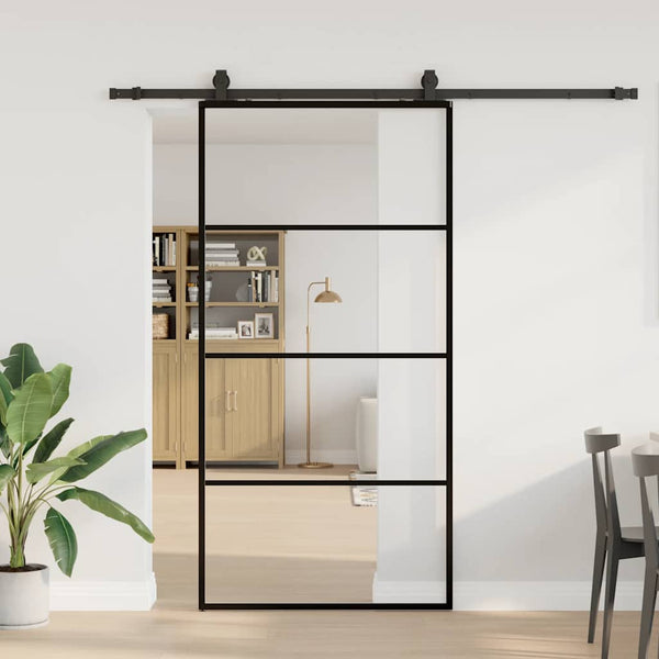 Liukuovi rautaosilla musta 102,5x205 cm ESG-lasi