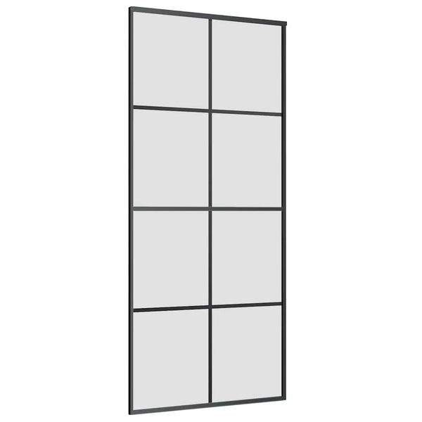 Liukuovi asennustarvikkeilla musta 90x205 cm ESG lasi