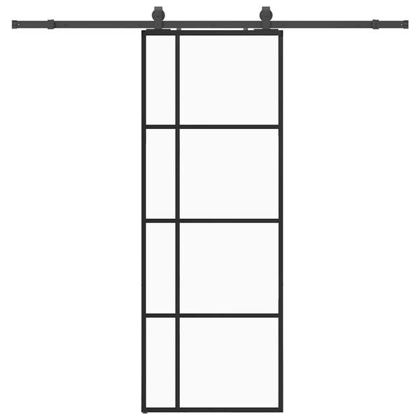 Liukuovi asennustarvikkeilla musta 76x205 cm ESG lasi
