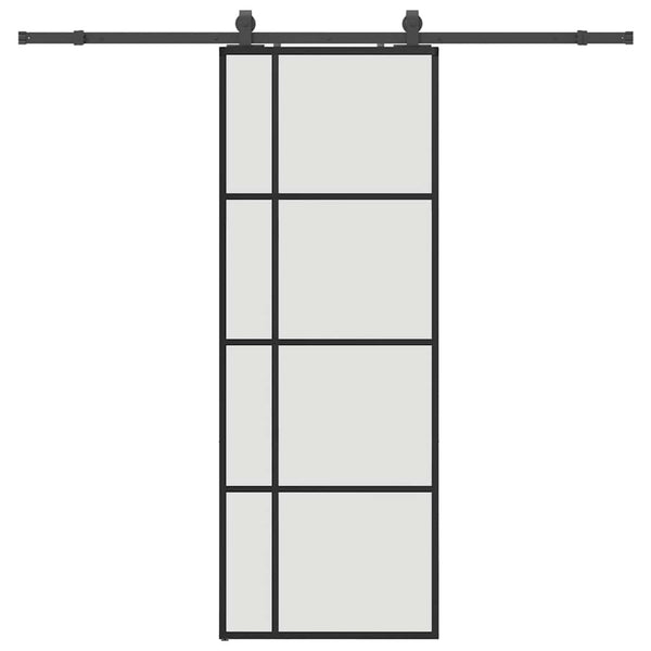 Liukuovi asennustarvikkeilla musta 76x205 cm ESG lasi