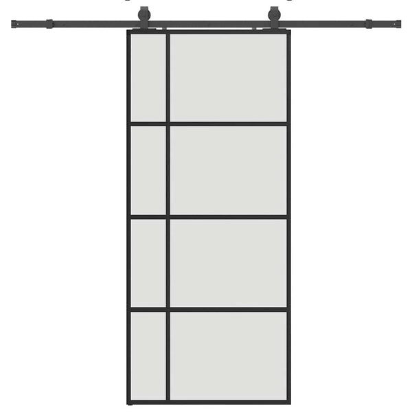 Liukuovi asennustarvikkeilla musta 90x205 cm ESG lasi