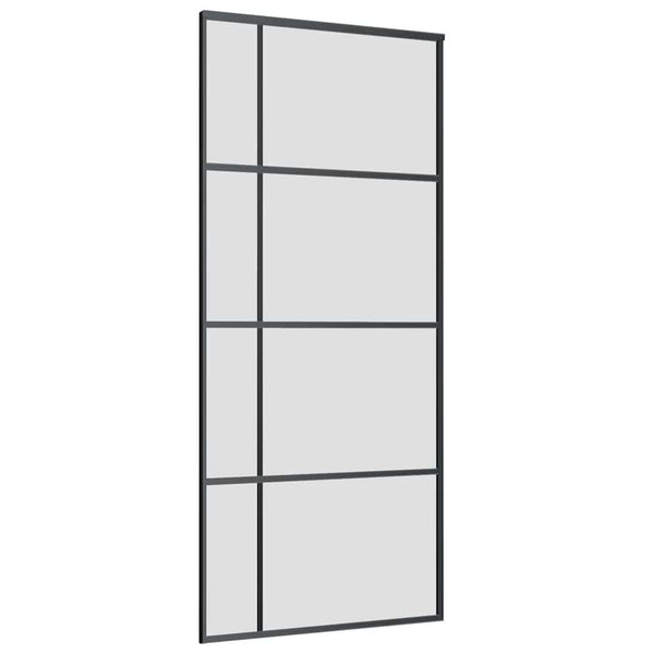 Liukuovi asennustarvikkeilla musta 90x205 cm ESG lasi