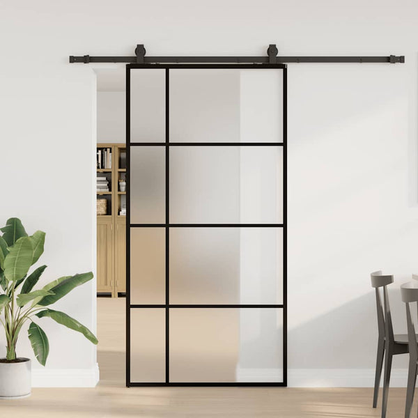 Liukuovi rautaosilla musta 102,5x205 cm ESG-lasi