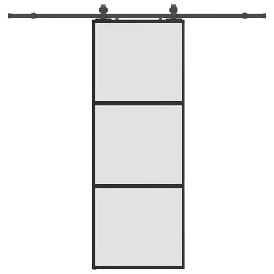 Musta liukuovi laitteistosarjalla Raduslavescu 76x205cm (karkaistu lasi)