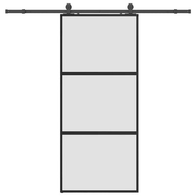 Musta liukuovi laitteistosarjalla Raduslavescu 90x205cm (karkaistu lasi)