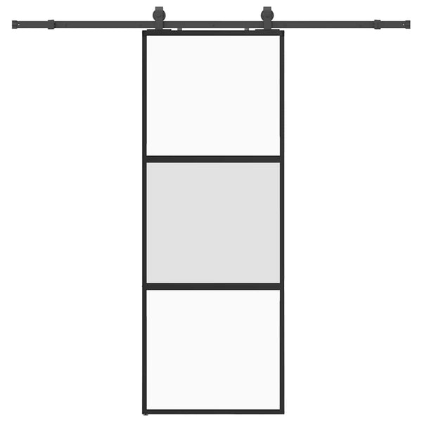 liukuovi laitteistosarjalla musta 76x205 cm karkaistu lasi