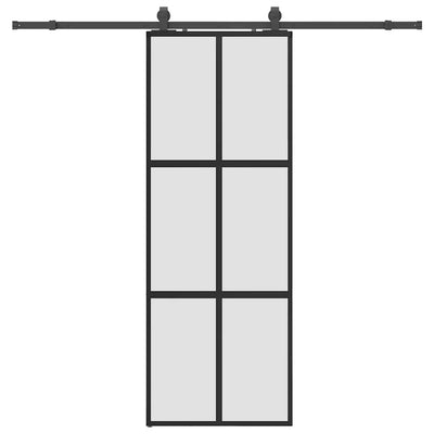 Musta liukuovi laitteistosarjalla Raduslavescu 76x205cm (karkaistu lasi)