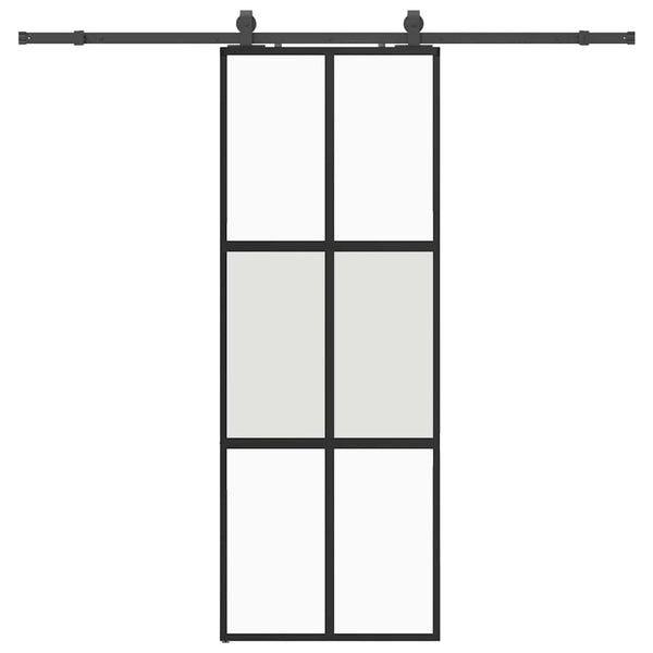 liukuovi laitteistosarjalla musta 76x205 cm karkaistu lasi