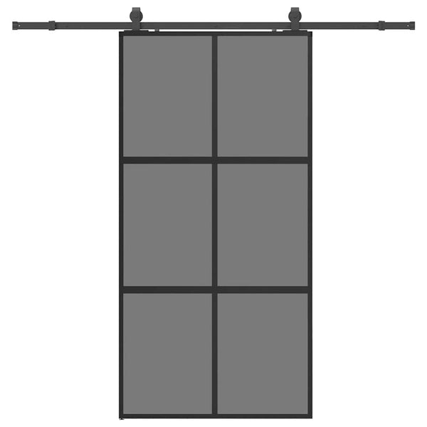 liukuovi laitteistosarjalla musta 102,5x205 cm karkaistu lasi