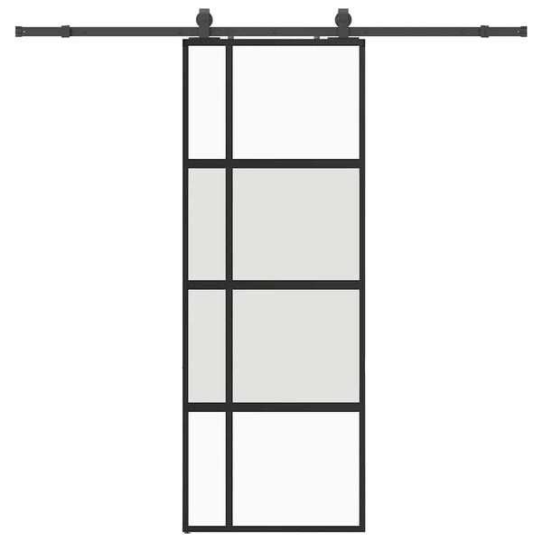 liukuovi laitteistosarjalla musta 76x205 cm karkaistu lasi