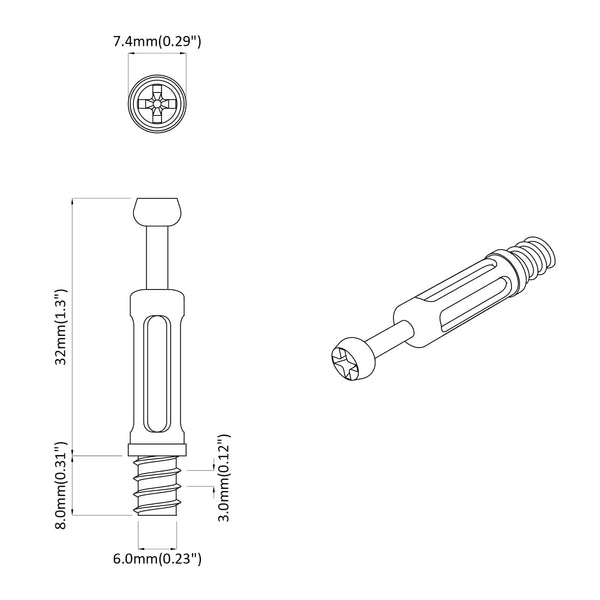 Kameralukitusruuvi 2 kpl Hopea ja Musta M6 x 40 mm Metalli