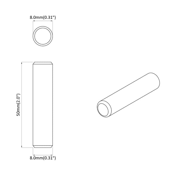 Puutapit 2 kpl Ruskea Ø 8 x 50 mm täysi puu